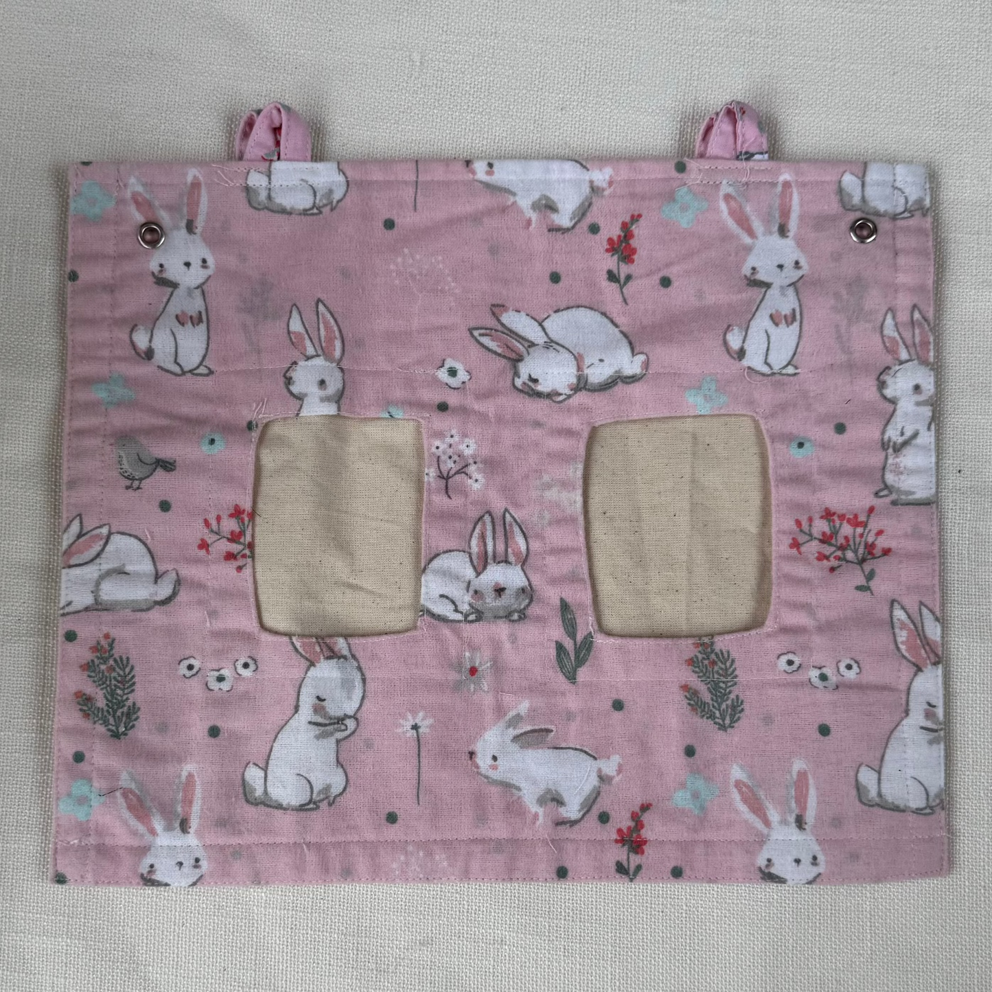 SMALL Bag-O-Hay *20% off automatically applied at checkout* - Pink bunny (with eyelets and handles at the top)