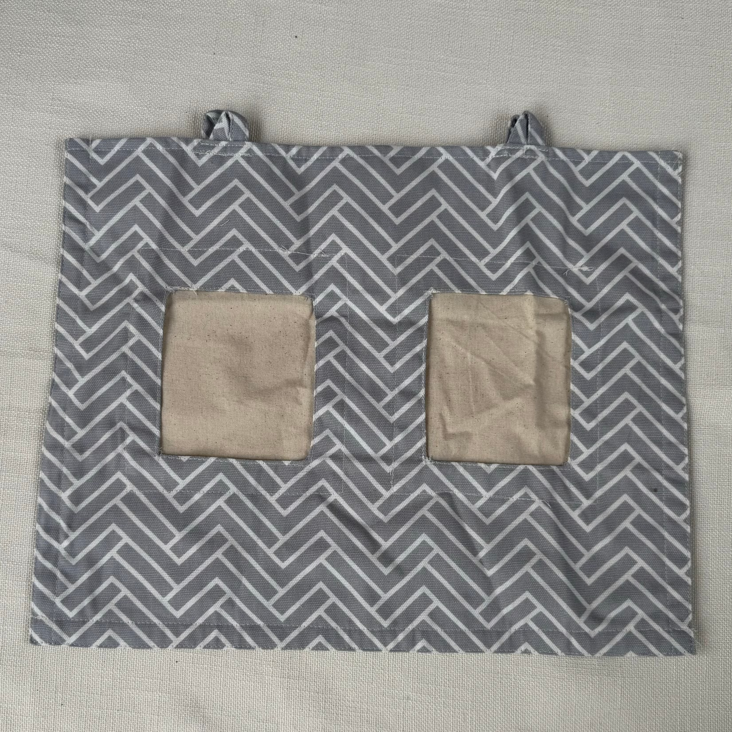 LARGE Bag-O-Hay *20% off automatically applied at checkout* - Grey chevron with cotton muslin backing