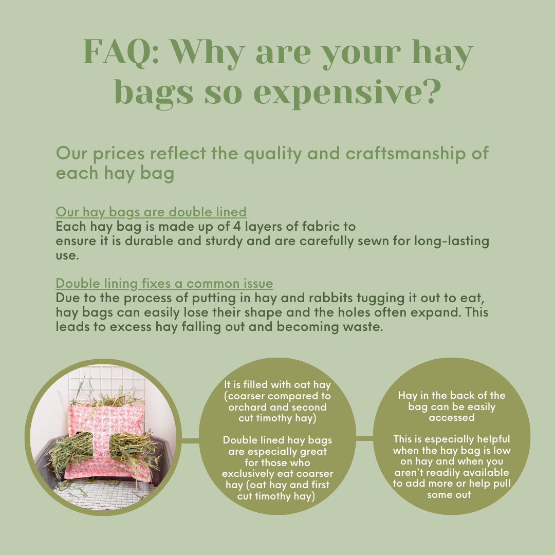 (ONLY 1) SMALL Bag-O-Hay *20% off automatically applied at checkout* - Pink bunny (with eyelets and handles at the top)